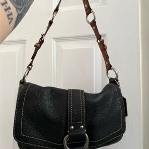 SOLD Coach 2007 Chelsea Black Pebbled Leather Flap Bag